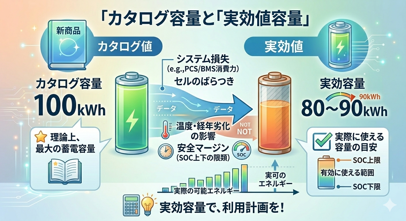 「カタログ値と実効値」の図